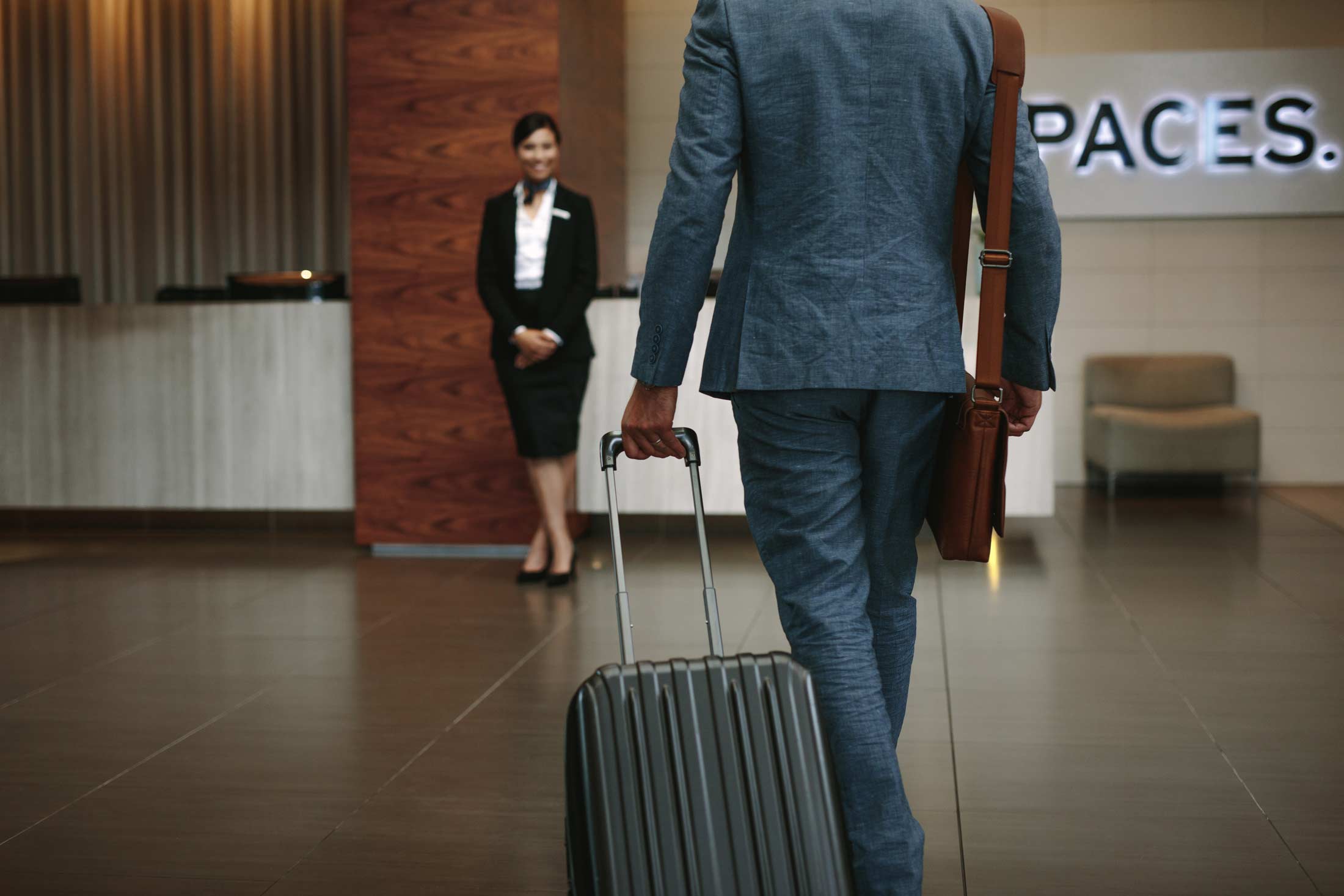 Businessman arriving to his hotel