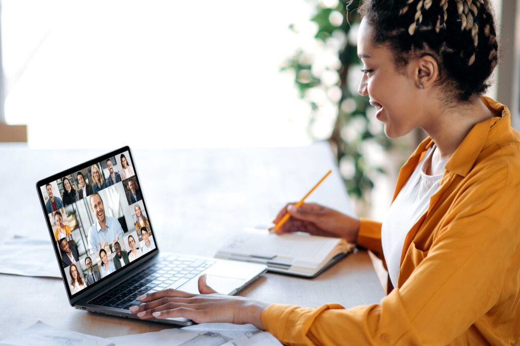 Woman on webinar