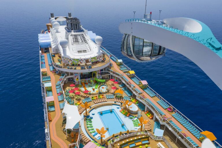 Aerials of Odyssey of the Seas featuring North Star and Caribbean style pool deck, Limassol, Cyprus