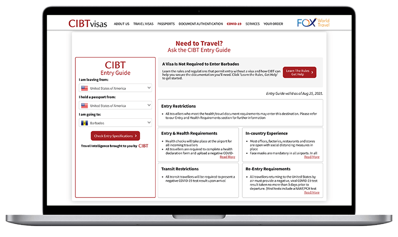 CIBTvisas screenshot