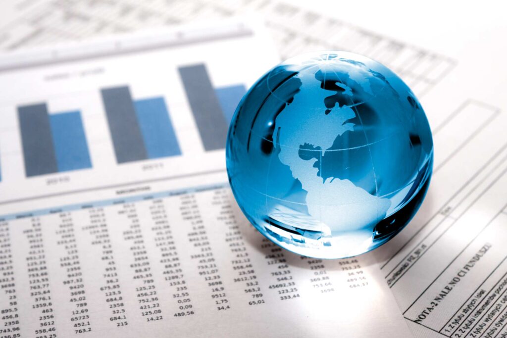 Global market glass globe