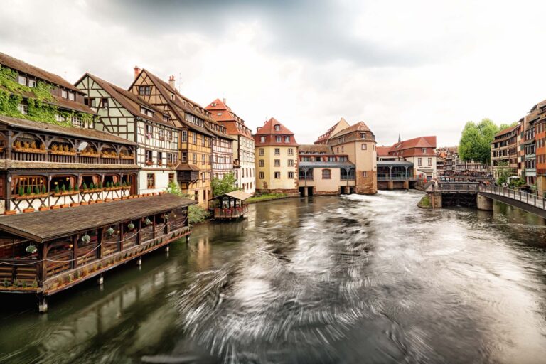 View of the Saint Martin bridge in the Petite France district of