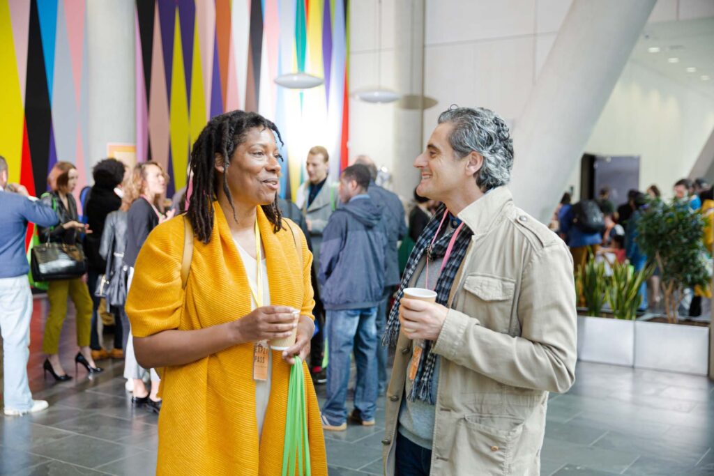 People talking during conference break