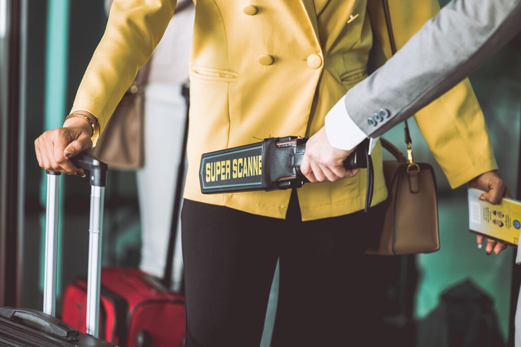 Traveler at airport going through security
