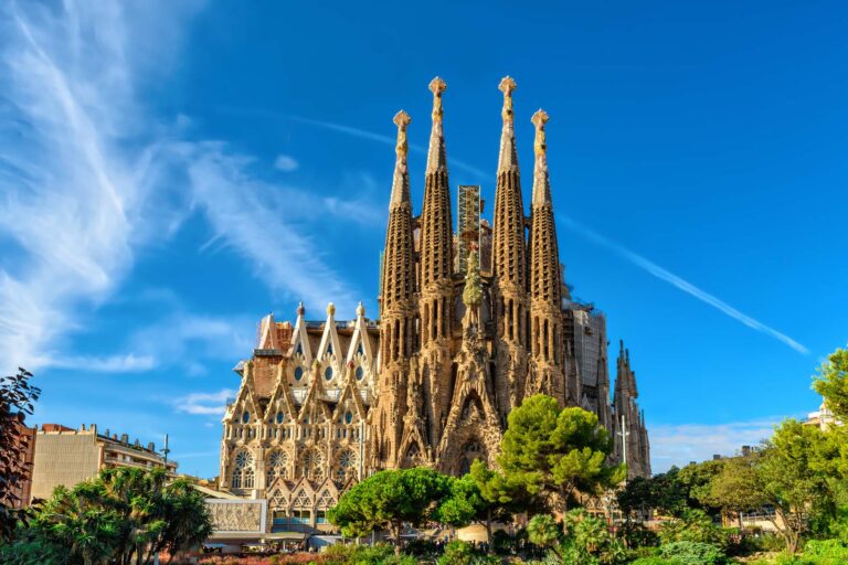 Cathedral of La Sagrada Familia. It is designed by architector Antonio Gaudi andl is being build since 1882.
