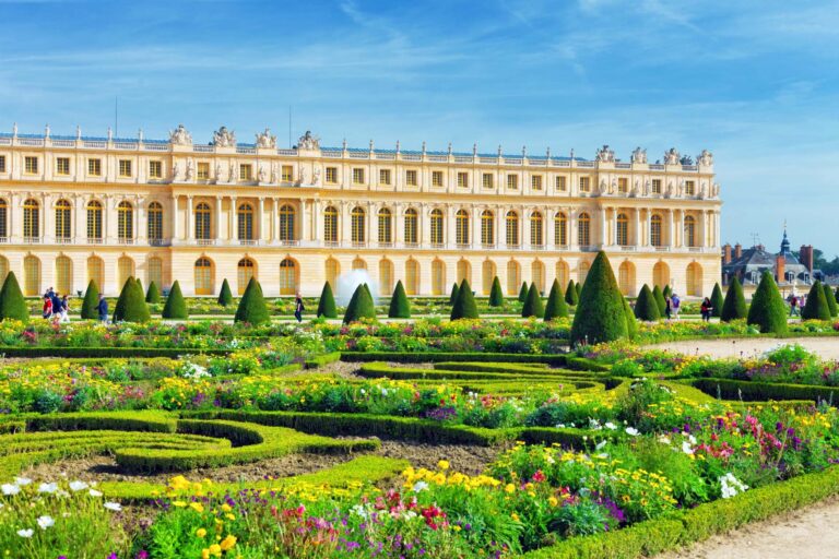 Pond in front of the Royal residence at Versailles near Paris in France