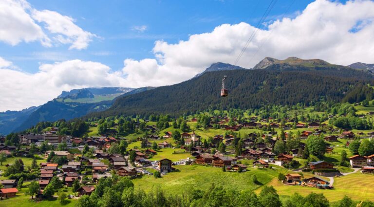 Breathtaking panoramic view of the alpine village of Grindelwald