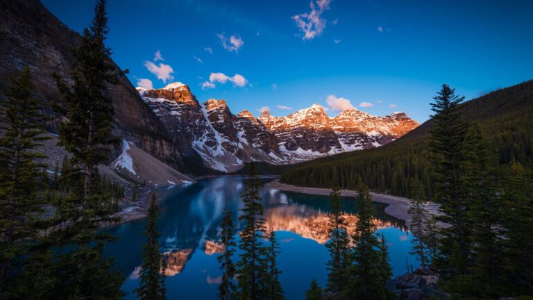 Sunrise at Lake Moraine in Banff, Alberta, Canada