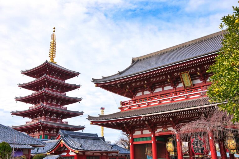 TOKYO, JAPAN - MARCH 06, 2024: Spring at Sensoji Temple's Hozomo
