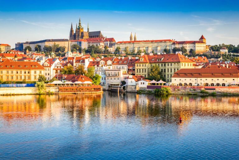 Prague, Bohemia, Czech Republic. Hradcany is the Praha Castle with churches, chapels, halls and towers from every period of its history.