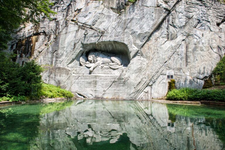 The Lion Monument in Lucerne in Switzerland. It commemorates the