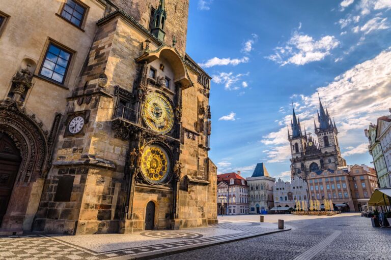 Prague old town square and Astronomical Clock Tower, Prague, Czech Republic