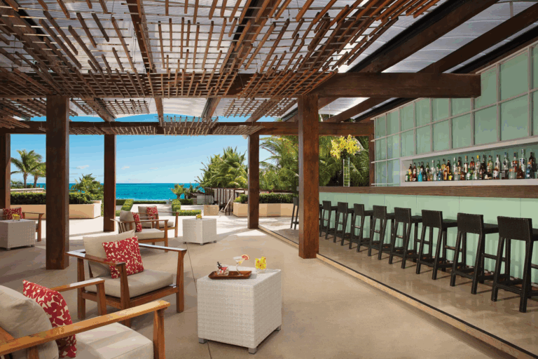 Open air bar overlooking the ocean