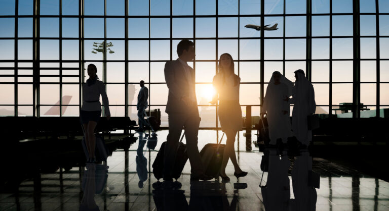Back Lit Business People Traveling Airport Passenger Concept